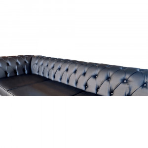 Canapea Extensibila Chesterfield, 250x100x75cm, 3 locuri, Cayenne 1114 Black, Glasspandoor - Img 5
