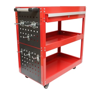Carucior metalic pe roti cu 3 rafturi, suporti si sertar pentru scule 660x360x730mm, Cod: DISMC80 - Img 1