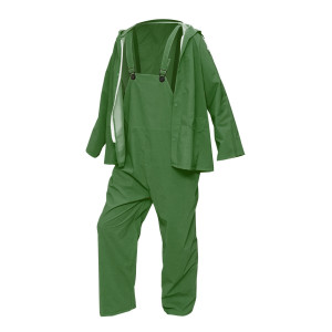 Costum impermeabil M cu gluga si salopeta din poliester si PVC, verde,Cod: BK77436, Breckner Germany - Img 3