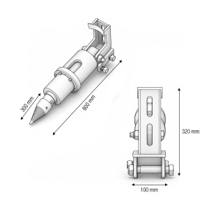 Despicator lemne conic hidraulic pentru mini excavator 0.8-2.5 tone, 40TH053 - Img 3