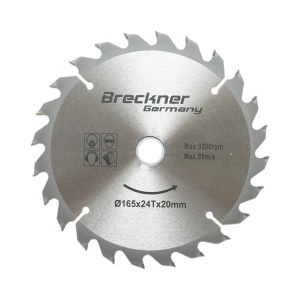 Disc circular vidia pentru lemn 165x20mm, 24 dinti, turatie maxima 9200rpm Breckner Germany, BRECKNER GERMANY, BK87063