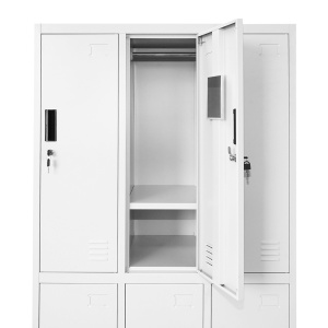 Dulap metalic tip vestiar cusetat 1800x900x450mm 3x2 cu 6 usi securizate, gri, Cod: BK92944, Brand: BRECKNER GERMANY - Img 6