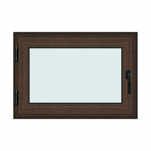 Fereastra 100x70cm, 1 canat, wenge (tabac), stanga si rabatare, Klass, 7cm, 6 camere, 2 garnituri - Img 1