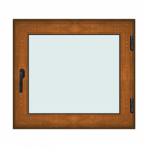 Fereastra 100x90cm, 1 canat, maro, stejar auriu, dreapta si rabatare, Klass, 7cm, 6 camere, 2 garnituri - Img 1