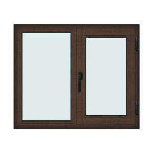 Fereastra 120x100cm, 2 canate, wenge (tabac), dreapta si rabatare, Klass, 7cm, 6 camere, 2 garnituri - Img 1