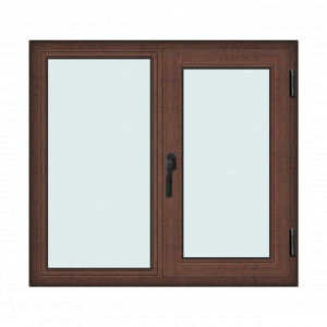 Fereastra 120x110cm, 2 canate, maro, nuc, dreapta si rabatare, Klass, 7cm, 6 camere, 2 garnituri - Img 1