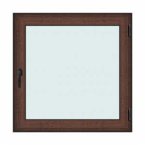 Fereastra 120x120cm, 1 canat, maro, nuc, dreapta si rabatare, Klass, 7cm, 6 camere, 2 garnituri