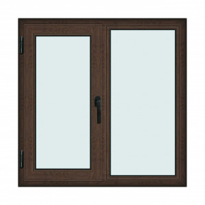 Fereastra 120x120cm, 2 canate, wenge (tabac), stanga si rabatare, Klass, 7cm, 6 camere, 2 garnituri - Img 1