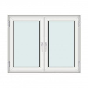 Fereastra 150x120cm, 2 canate, alb, 2 deschideri si rabatare, cu montant fix, Klass, 7cm, 6 camere, 2 garnituri - Img 1