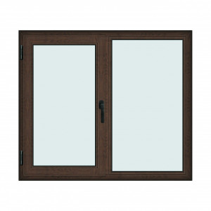 Fereastra 150x130cm, 2 canate, wenge (tabac), stanga si rabatare, Klass, 7cm, 6 camere, 2 garnituri - Img 1