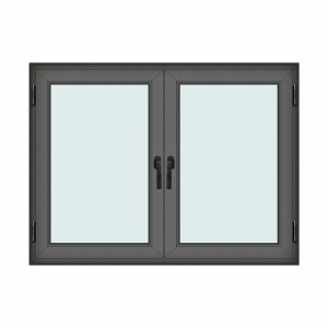 Fereastra 160x120cm, 2 canate, antracit, 2 deschideri si rabatare, cu montant fix, Klass, 7cm, 6 camere, 2 garnituri