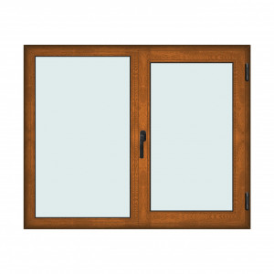 Fereastra 160x130cm, 2 canate, maro, stejar auriu, dreapta si rabatare, Klass, 7cm, 6 camere, 2 garnituri