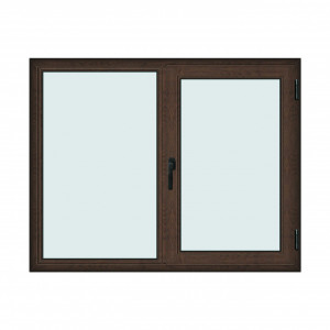 Fereastra 165x130cm, 2 canate, wenge (tabac), dreapta si rabatare, Klass, 7cm, 6 camere, 2 garnituri - Img 1