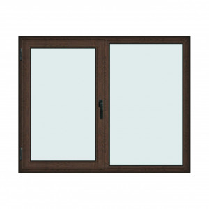 Fereastra 175x140cm, 2 canate, wenge (tabac), stanga si rabatare, Klass, 7cm, 6 camere, 2 garnituri