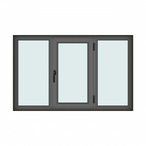 Fereastra 190x120cm, 3 canate, antracit, dreapta si rabatare, Klass, 7cm, 6 camere, 2 garnituri - Img 1