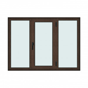 Fereastra 190x140cm, 3 canate, wenge (tabac), dreapta si rabatare, Klass, 7cm, 6 camere, 2 garnituri - Img 1