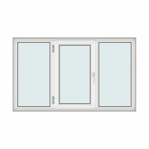 Fereastra 200x120cm, 3 canate, alb, stanga si rabatare, Klass, 7cm, 6 camere, 2 garnituri