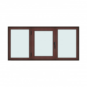 Fereastra 210x100cm, 3 canate, mahon, stanga si rabatare, Klass, 7cm, 6 camere, 2 garnituri - Img 1