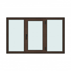 Fereastra 210x130cm, 3 canate, wenge (tabac), dreapta si rabatare, Klass, 7cm, 6 camere, 2 garnituri - Img 1