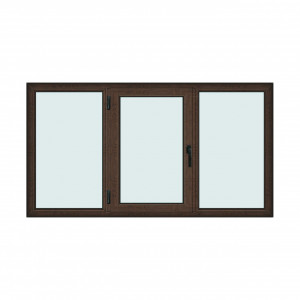Fereastra 220x120cm, 3 canate, wenge (tabac), stanga si rabatare, Klass, 7cm, 6 camere, 2 garnituri