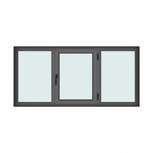 Fereastra 230x110cm, 3 canate, antracit, dreapta si rabatare, Klass, 7cm, 6 camere, 2 garnituri