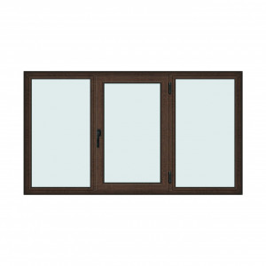 Fereastra 230x130cm, 3 canate, wenge (tabac), dreapta si rabatare, Klass, 7cm, 6 camere, 2 garnituri - Img 1
