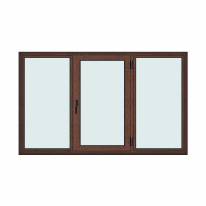 Fereastra 230x140cm, 3 canate, maro, nuc, dreapta si rabatare, Klass, 7cm, 6 camere, 2 garnituri - Img 1