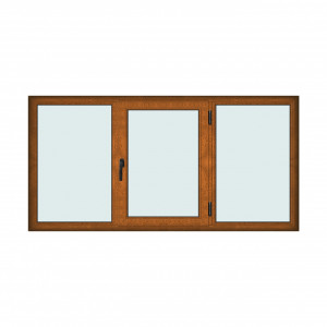 Fereastra 240x120cm, 3 canate, maro, stejar auriu, dreapta si rabatare, Klass, 7cm, 6 camere, 2 garnituri - Img 1