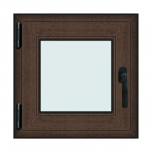 Fereastra 60x60cm, 1 canat, wenge (tabac), stanga si rabatare, Klass, 7cm, 6 camere, 2 garnituri