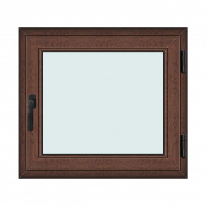 Fereastra 90x80cm, 1 canat, maro, nuc, dreapta si rabatare, Klass, 7cm, 6 camere, 2 garnituri - Img 1