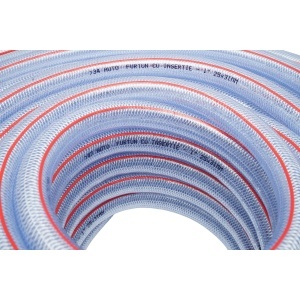 Furtun gradina PVC transparent 1 inch (25mm), PN5 bar, 25x31mm cu insertie textila impletita 50m/rola UZ INTENSIV, BK80392 - Img 4