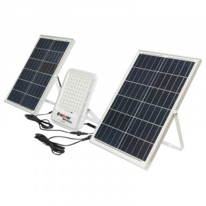 Lampa LED cu panouri solare, 50W, proiector 150W telecomanda, baterie 3,2V/40Ah, Cod: BK87488 Echivalență: DISDW66, Breckner Germany - Img 3