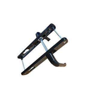 Maner usa, aluminiu, cu arc, latime sild 35mm, interax 85mm, negru, reversibil, tija si suruburi incluse, Glasspandoor - Img 3