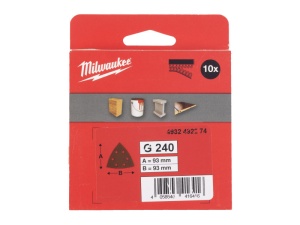 MILWAUKEE Velcro delta tampon de șlefuit STD 93 x 93 mm / P240 6 găuri (10 buc) - Img 2