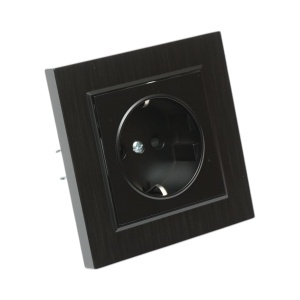 Priza schuko neagra incastrata 220V, 16A, ABS 80x80mm, DISRP39 - Img 4