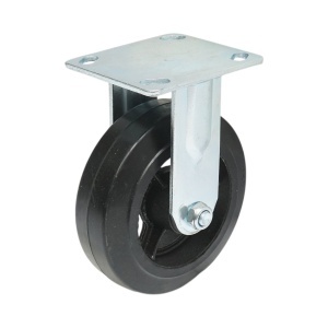Roata fixa industriala 150x50mm fara frana, cauciuc plin negru, placa otel 115x100mm 200kg, DISVG26