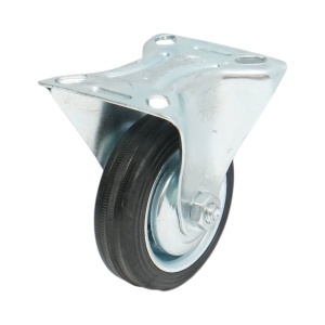 Roata fixa industriala 75x22mm fara frana, cauciuc plin negru, placa otel 80x66mm 35kg, DISVF60