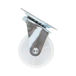 Roata pivotanta 50x22mm fara frana, polipropilena alba, placa otel 58x47mm 30kg, DISVF88 - Img 2