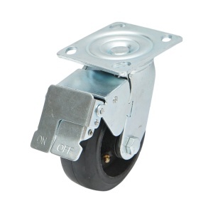 Roata pivotanta industriala 125x50mm cu frana, cauciuc plin negru, placa otel 115x100mm 130kg, DISVG29