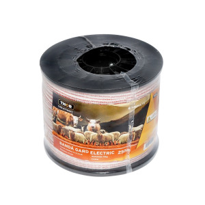 Rola banda rosu-alb 10mm insertie metalica 4x0.16mm SS, rezistenta 13 Ohm/m, 250m gard electric, Cod: 87TH657, Brand: THOR - Img 3