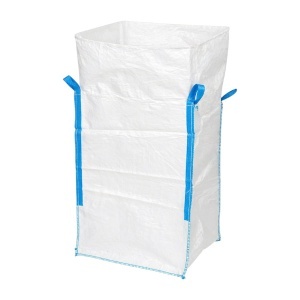 Sac big bag 100x100x130cm alb, capacitate 2000kg, tip U-Panel nelaminat, fund plan, top fusta 85cm, DISUX05