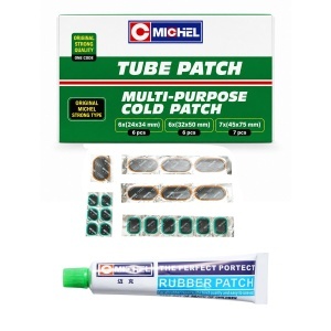 Set 19 petice vulcanizare dreptunghiulare 24x34mm, 6x32mm, 32x50mm, 45x75mm + 1 tub adeziv 20ml pentru camere de aer Michel, DISVG88