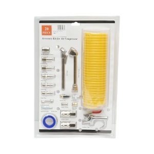 Set 20 accesorii compresor aer cu furtun spiralat, pistol suflare, conectori, duze si cuple rapide universale, DISRK49 - Img 2