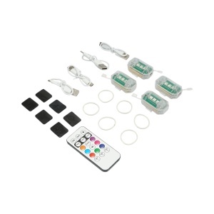Set 4 lampi LED RGB stroboscopice cu telecomanda, 10 moduri, 8 culori, baterie litiu 150mAh reincarcabila USB-C IP65, BK79860 - Img 1