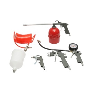 Set 5 piese aer comprimat cu furtun spiralat 5m, pistol spalat, vopsit, umflat si suflat aer, DISRK50