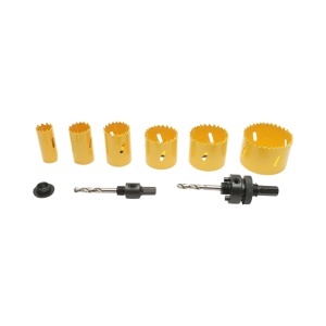 Set carote circulare Bi-Metal 22-64mm pentru lemn, rigips, PVC 9 piese , Cod: DISUG18, Crownman - Img 3