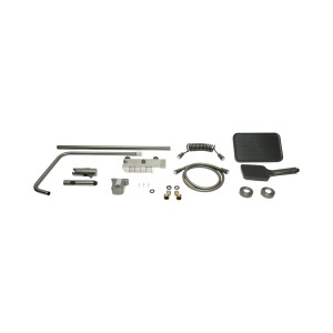 Set dus multifunctional cu termostat, 4 functii de curgere a apei, pipa cada, dus dreptunghiular tip ploaie, para de dus, dus bideu, grafit mat, aluminiu, DISVM22 - Img 2