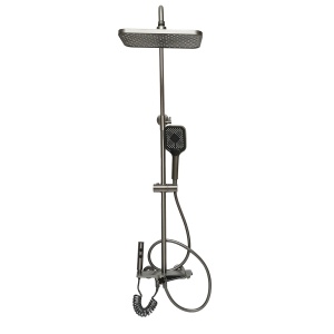 Set dus multifunctional cu termostat, afisaj digital temperatura apa, 4 functii de curgere a apei, pipa cada, dus dreptunghiular, dus de mana, dus bideu, gri , Cod: BK79262 - Img 3