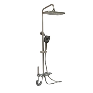 Set dus multifunctional cu termostat, afisaj digital temperatura apa, 4 functii de curgere a apei, pipa cada, dus dreptunghiular, dus de mana, dus bideu, gri , Cod: BK79264 - Img 1