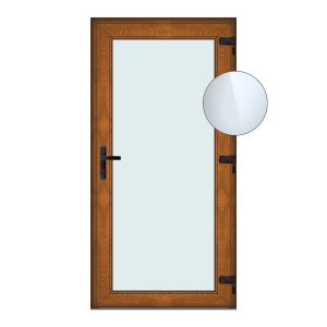 Usa Full Glass Transparent, PVC & termopan, 70x210cm, maro, stejar auriu, dreapta, Klass, 7cm, 6 camere, sticla transparenta